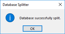 Database Splitter Confirmation
