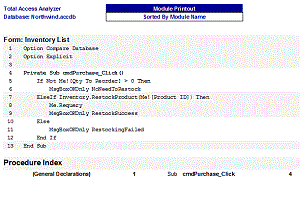Microsoft Access Module Printout Report