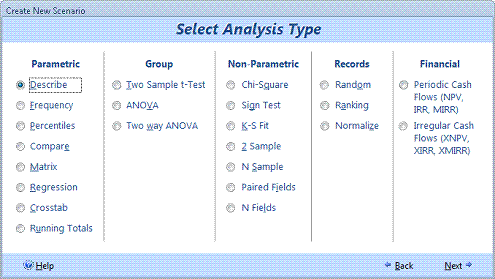 Create a new statistical analysis scenario