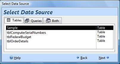 Select table or query for statistical analysis