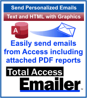 Microsoft Access email program emails personalized messages including PDF reports to everyone on your list