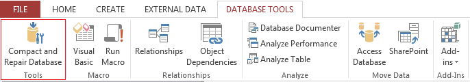 Compact Database in Microsoft Access 2016 and 2013