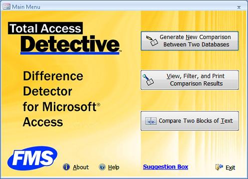 Compare any two Microsoft Access databases for differences (MDB, ACCDB, and ADP formats)