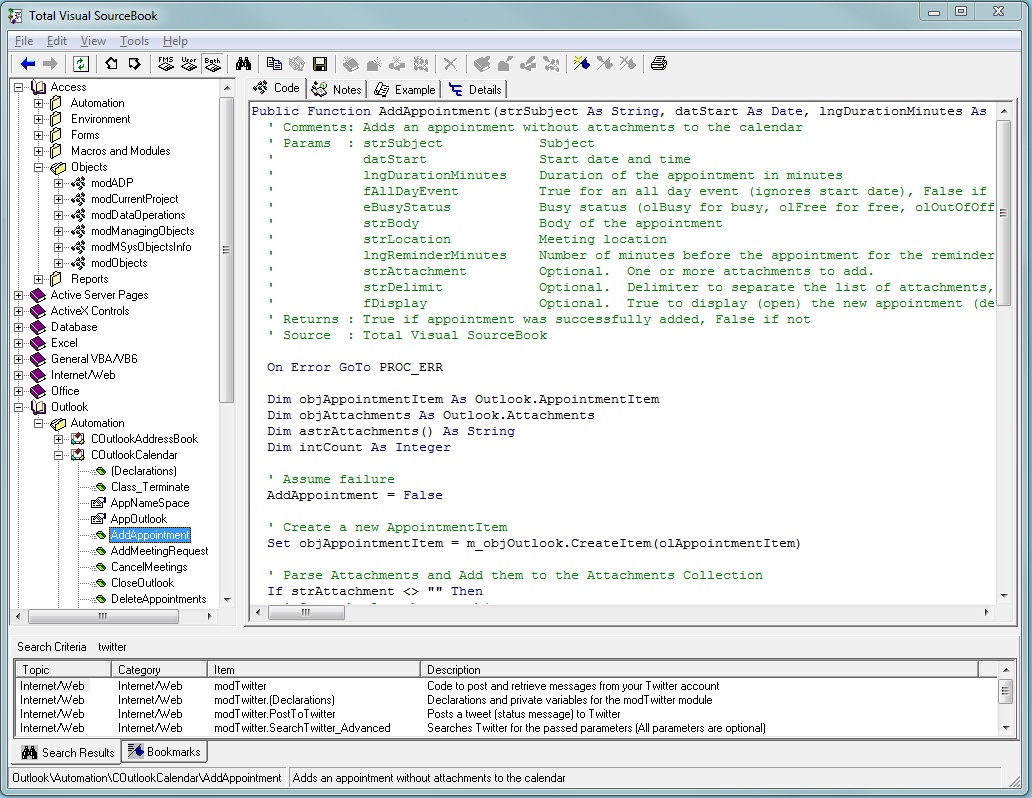 Large Image of Main Code Explorer in Total Visual SourceBook