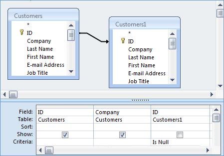 Microsoft Access Query Designer to Find Missing Records