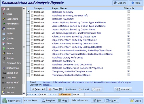 Microsoft Access Database Documentation Reports