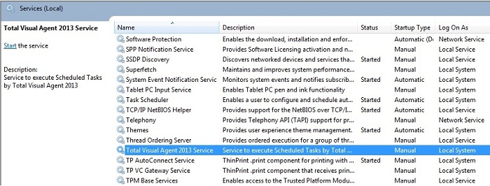 Microsoft Component Services for Total Visual Agent