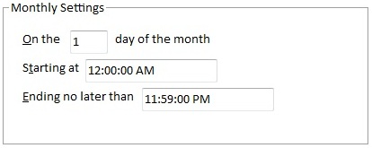 Monthly Schedules