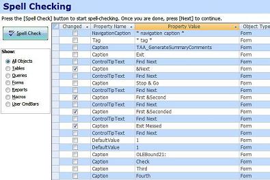 Spell Checking Wizard for Microsoft Access