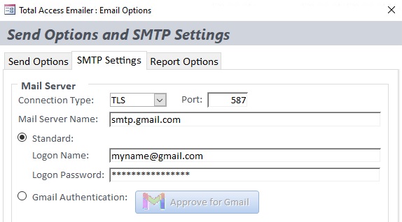 SMTP Settings for Google Gmail App Password