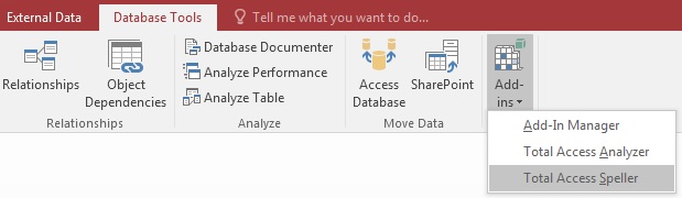 Microsoft Access Add-in Menu