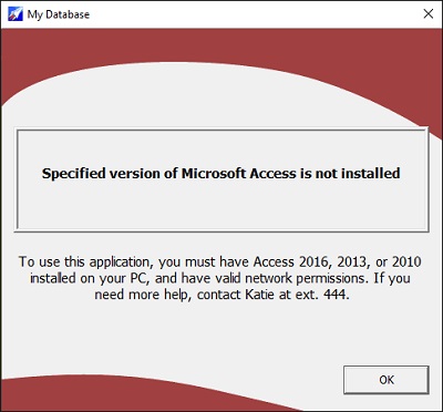 Microsoft Access Version Not Installed