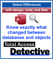 Find exactly what is different between Microsoft Access databases, objects, code, and data