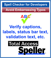Microsoft Access Spell Checking with Total Access Speller