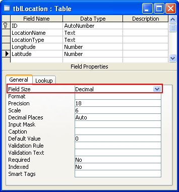 Setting decimal for number fields in Microsoft Access