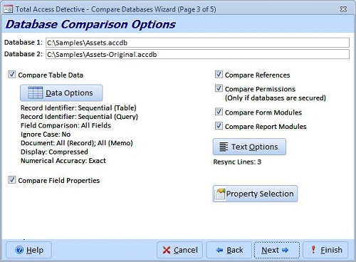 Microsoft Access Database Comparison Options