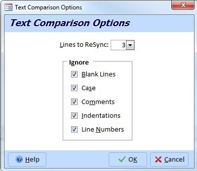 Option compare binary text