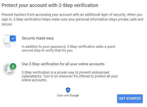 Google 2-step-verification protection
