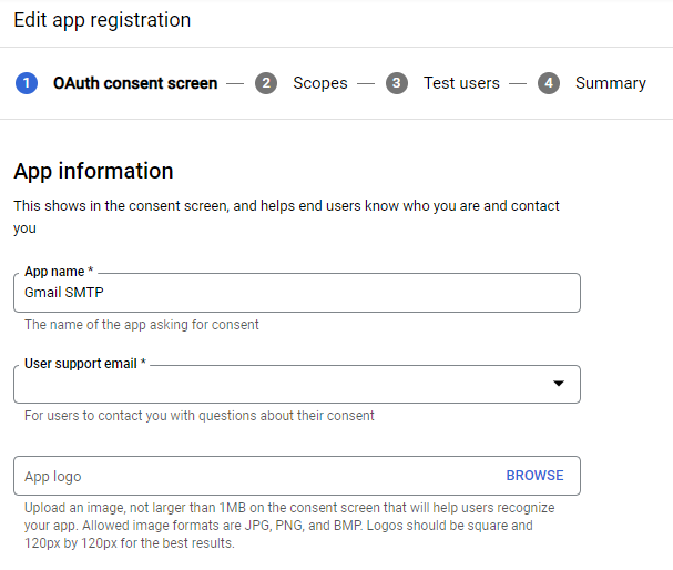 Google app registration