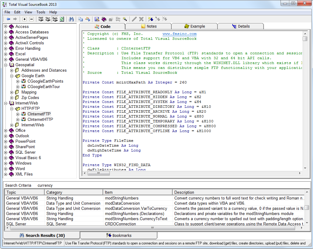 Easily find the VBA/VB6 sourced code you need from the Code Explorer