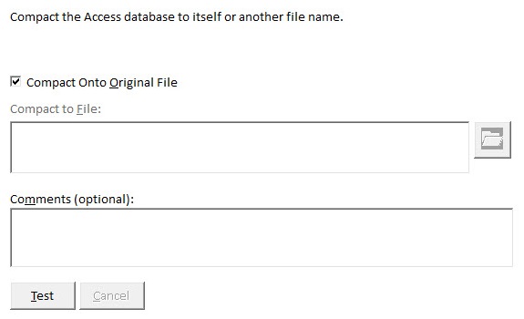 Compact Microsoft Access Database to Itself or Another Name