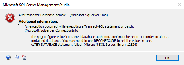 Microsoft SQL Server Database Fails to Change Containment to Parial