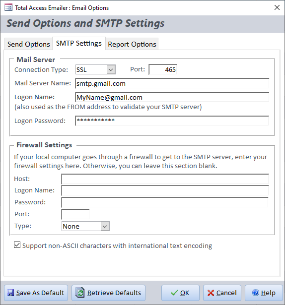 Setting Google Gmail the SMTP Server for Total Emailer