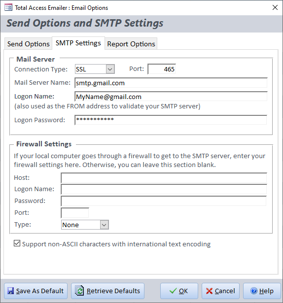 Setting Google Gmail As The SMTP Server For Total Access Emailer