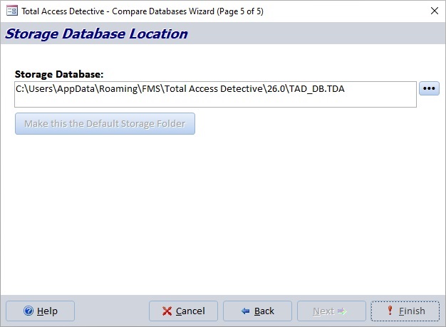 Microsoft Access Database Comparison Results Storage Location
